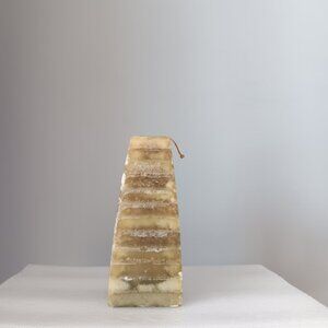 New Chesapeake Bay Candle Square Monument Green Tan 6" Tall Unscented Gifts